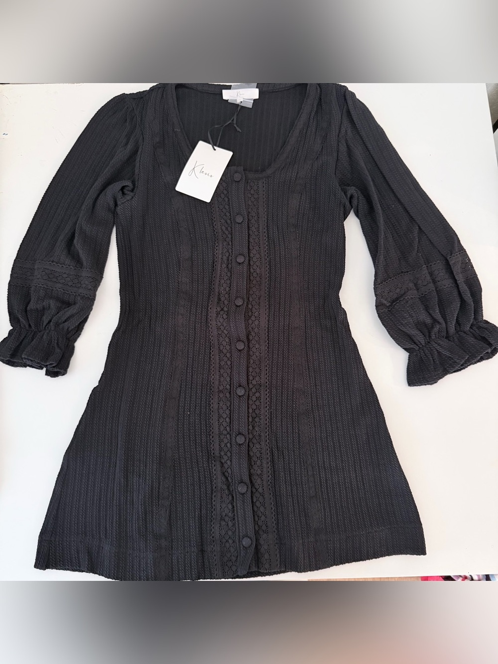 KLESIS Black Button-Front Knit Dress